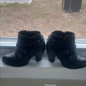 Women’s Black Ankle Booties with Buckle Detail